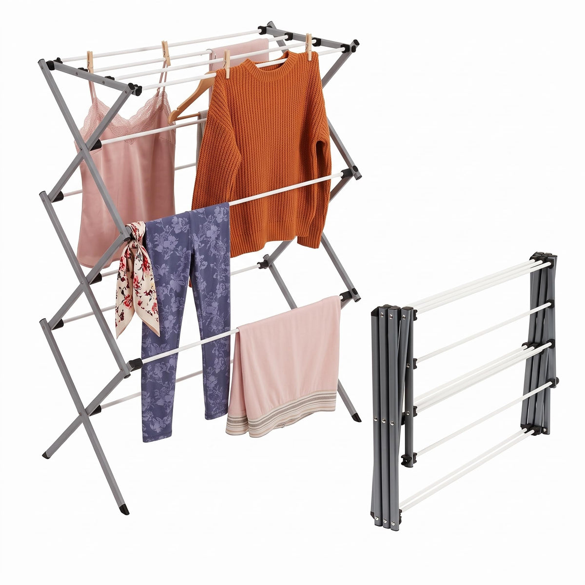 Honey-Can-Do 6-Tier Collapsible Clothes Drying Rack, 30", White