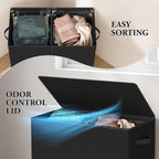 Simple Houseware Double Laundry Hamper with Lid & Removable Bags, Black