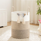 Artfeel Laundry Basket,Woven Cotton Rope Laundry Hamper,60L for Decor Storage of Dirty Clothes,Toys and Blankets in Bathroom,Baby Room and Living Room
