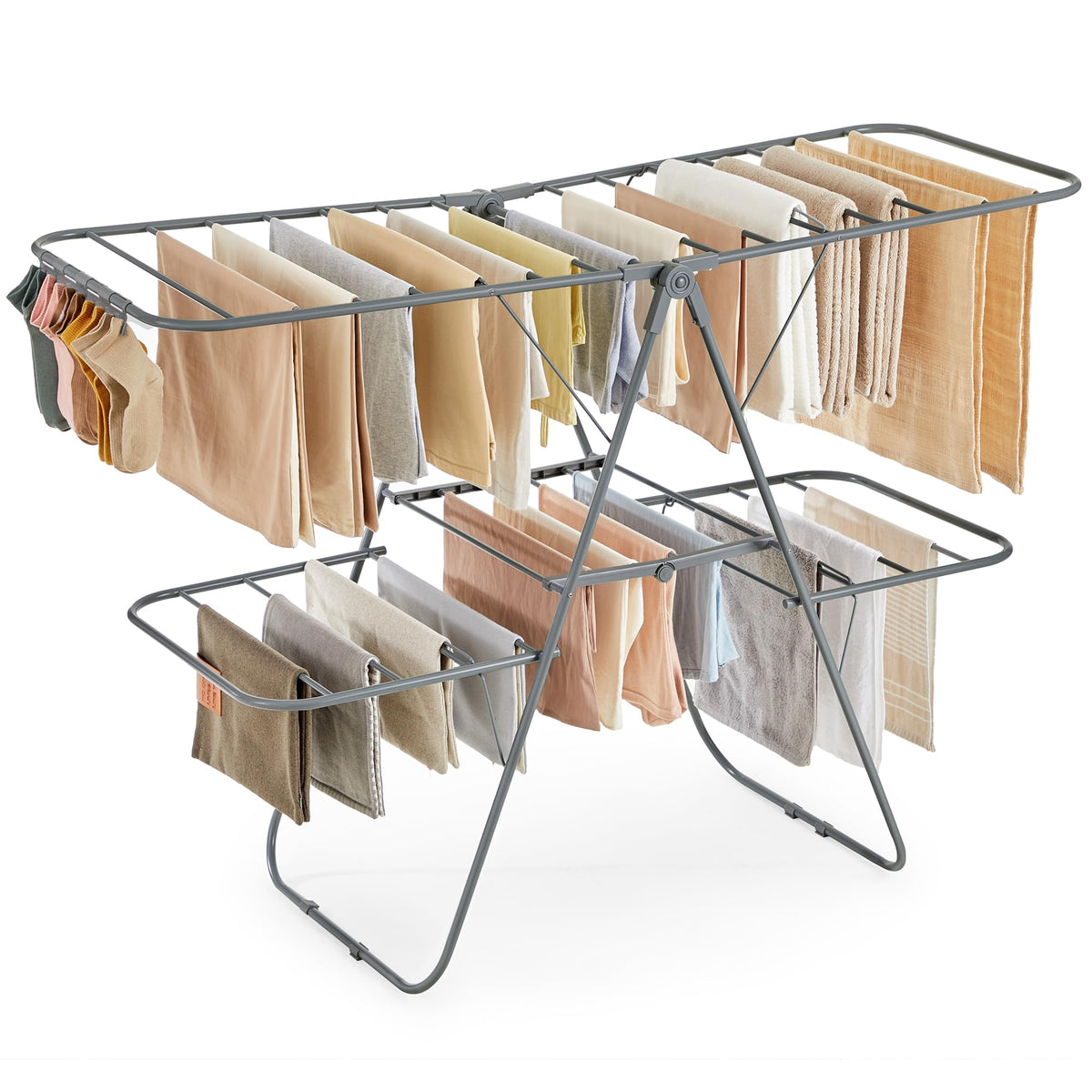 SONGMICS Clothes Drying Rack, Foldable Space-Saving Laundry Drying Rack