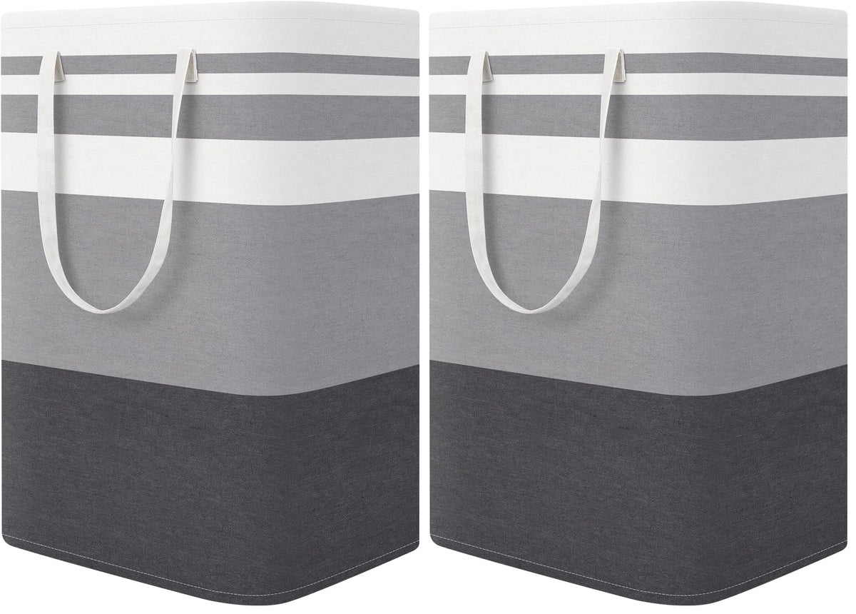 StorageRight Laundry Basket Hamper, 75L Collapsible Clothes Storage, Grey