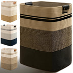 Laundry Hamper, 85L Tall Laundry Basket with Leather Handles, Rectangle Large Clothes Hamper for Organizing, Cotton Woven Laundry Baskets Storage Hampers for Bedroom, Nursery, Living Room