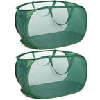 4 Pack Durable Collapsible Laundry Baskets, Mesh Foldable Laundry Basket, Pop Up Laundry Hamper with Pocket, Clothes Hamper with Reinforced Handles for Laundry, Bathroom, Kids Room, Dorm or Travel