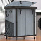 Laundry Hamper with Wheels,150L Leather Patchwork Clothes Hamper Black