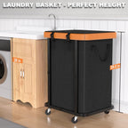 Laundry Hamper with Wheels,150L Leather Patchwork Clothes Hamper Black