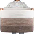 OIAHOMY Blanket Basket Laundry Basket Dog Toy Basket 75L Gradient Brown