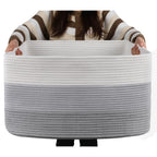 OIAHOMY Blanket Basket Laundry Basket Dog Toy Basket 75L Gradient Brown