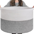 INDRESSME XXXLarge Woven Rope Blanket Basket Living Room Brown, 90L