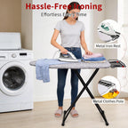 Ironing Board, 43"×13" with Iron Rest, 4 Layer & 7 Adjustable Height Sturdy
