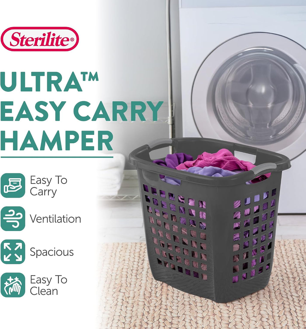 Sterilite Ultra Easy Carry Hamper, Laundry Basket Organizer, 4-Pack