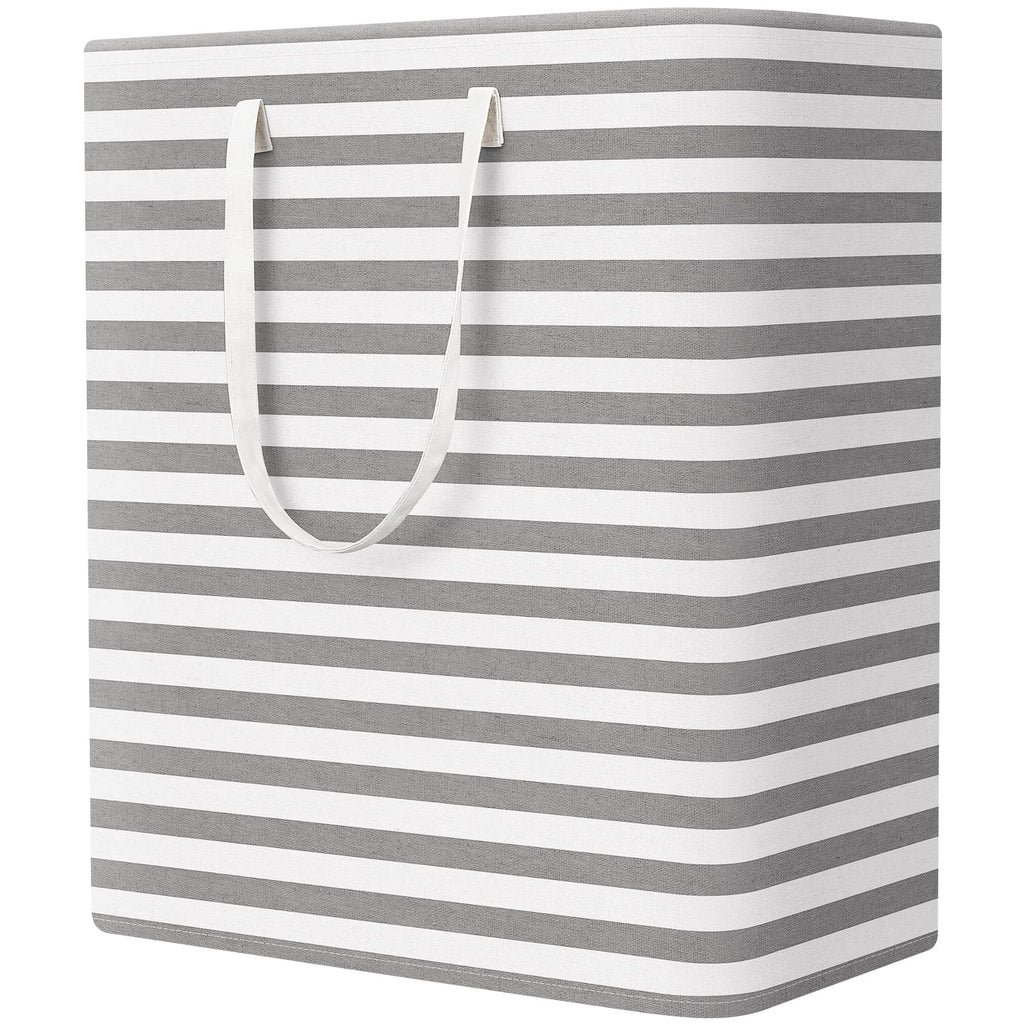 StorageRight Laundry Basket Hamper, 75L Collapsible Clothes Storage, Grey