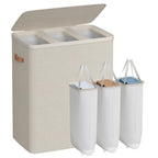 SONGMICS Laundry Basket, 170L Laundry Hamper with Lid, 2 Removable Bags