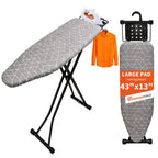 Ironing Board, 43"×13" with Iron Rest, 7 Adjustable Height & Clothes Shelf