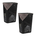 Mind Reader Slim Laundry Hamper with Lid, 60L Clothes Basket, Ventilated Plastic, Black