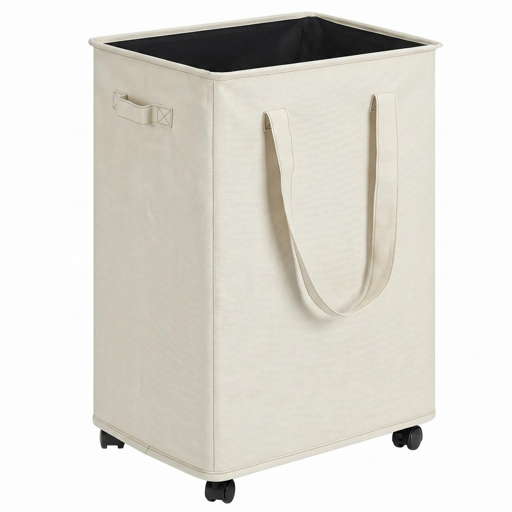 efluky Slim Laundry Hamper with Wheels, Rolling Laundry Basket for Clothes, Small Laundry Basket for Bedroom, Dorm and Laundry Room, 60L (12.7 Gallons) Beige