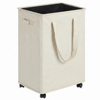 efluky Slim Laundry Hamper with Wheels, Rolling Laundry Basket for Clothes, Small Laundry Basket for Bedroom, Dorm and Laundry Room, 60L (12.7 Gallons) Beige