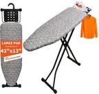 Ironing Board, 43"×13" with Iron Rest, 4 Layer & 7 Adjustable Height Sturdy