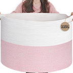 INDRESSME XXXLarge Woven Rope Blanket Basket Living Room Brown, 90L