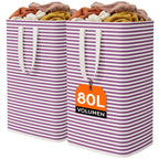 Lifewit 80L Large Laundry Baskets, Laundry Hampers Bags, 2 Pack, Beige