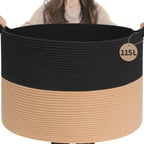 INDRESSME XXXLarge Woven Rope Blanket Basket Living Room Brown, 90L