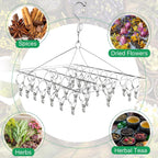 Herb Drying Rack for Drying Spices, Rustproof Dryer with 30 Hooks
