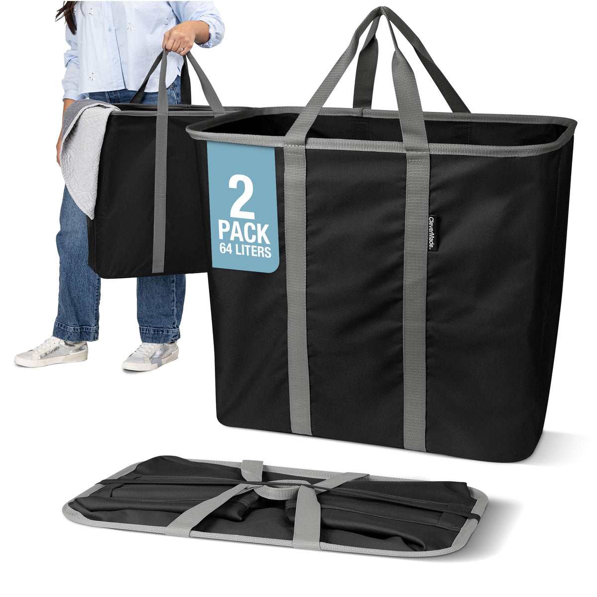 Collapsible Laundry Caddy - Denim/Shadow Gray(2PK)