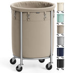 SONGMICS Laundry Basket with Wheels, 110L, Steel Frame, Removable Bag
