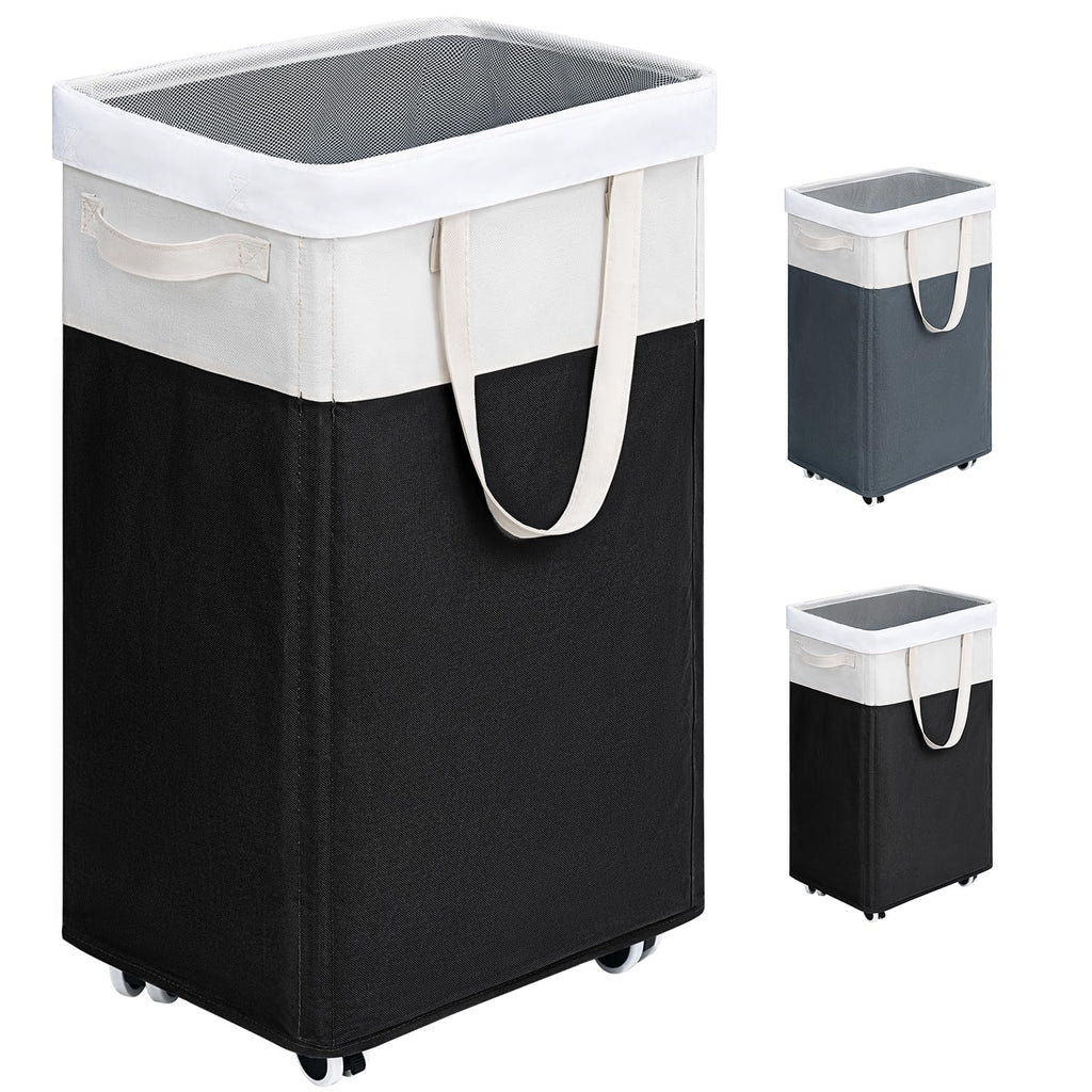 Goodpick 75L Laundry Basket with Wheels & Removable Wash Bag for Dorm