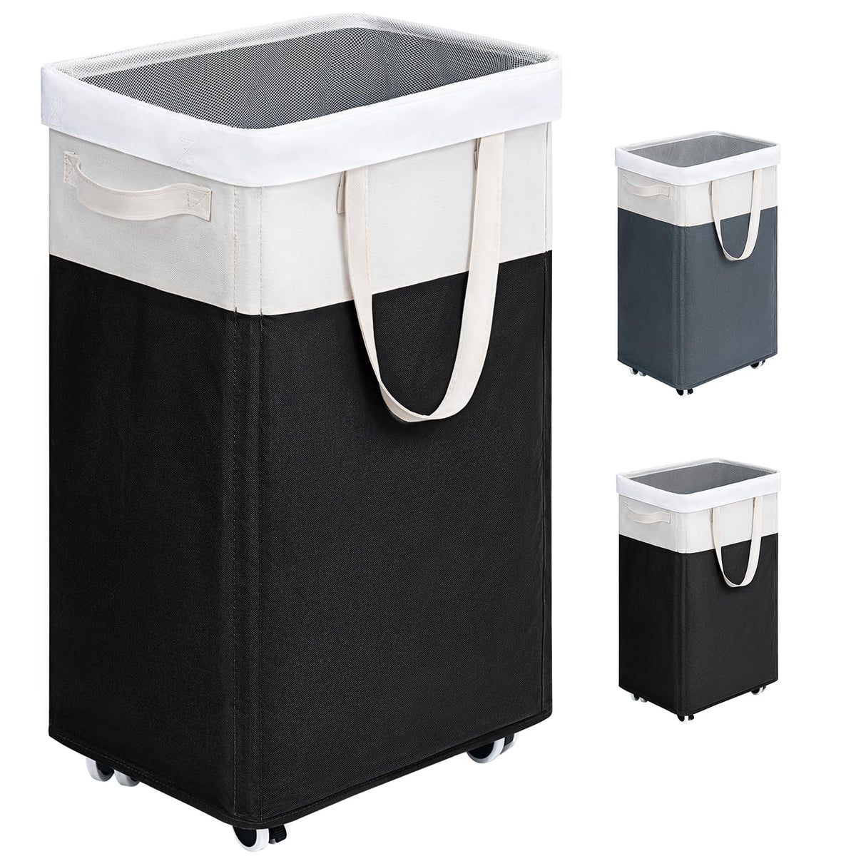 Goodpick 75L Laundry Basket with Wheels & Removable Wash Bag for Dorm