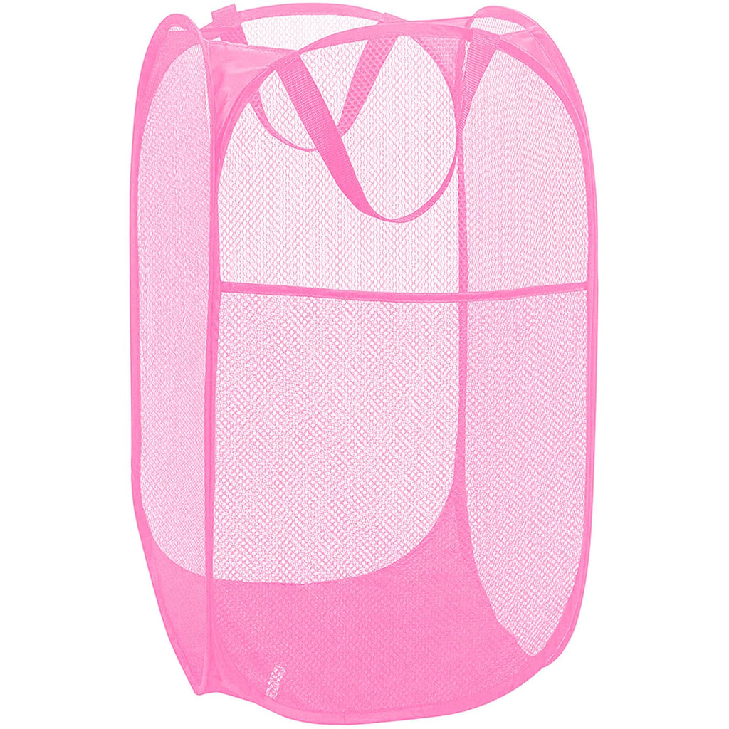 2 Packs Mesh Pop up Laundry Hamper (Black/Navy Blue) with Portable Durable Handles, Collapsible for Storage, Folding Pop-Up Clothes Hampers for Apartment, Home, College Dorm or Travel