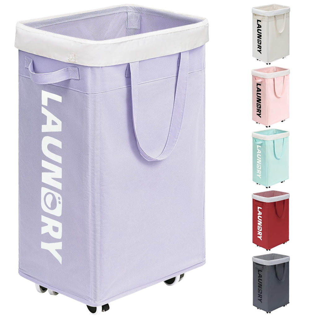 Goodpick 75L Laundry Basket with Wheels & Removable Wash Bag for Dorm