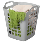 Flexible Plastic Laundry Basket - Square Storage Hamper with Side Handles for Easy Carrying - Versatile Organizer for Laundry, and Household Storage, 28 Litter White