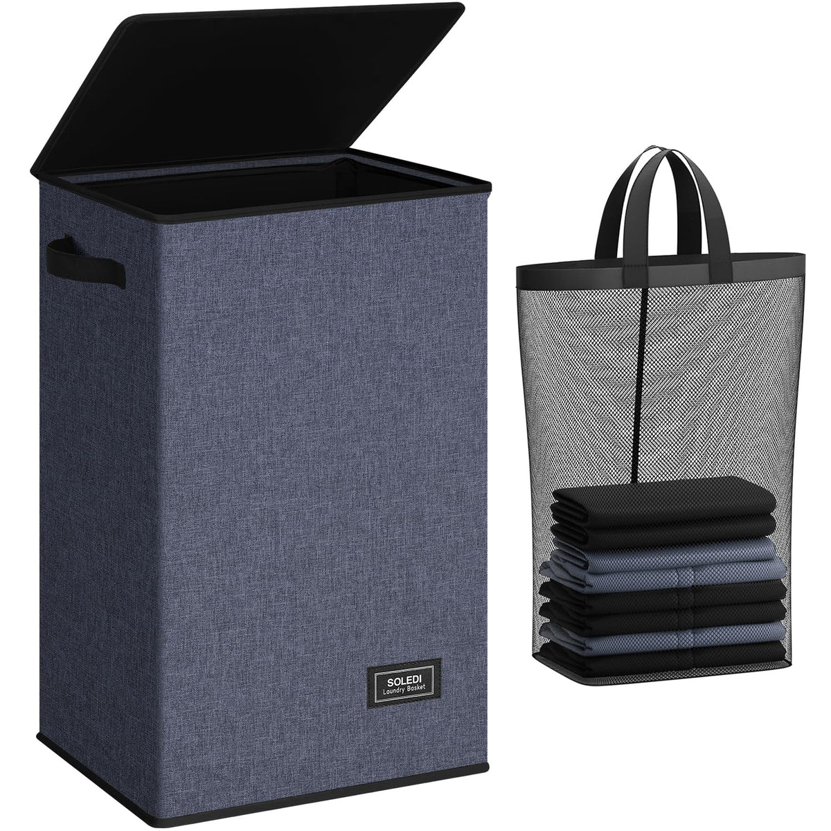 SOLEDI 100L Laundry Hamper with Lid, Large Collapsible Laundry Basket