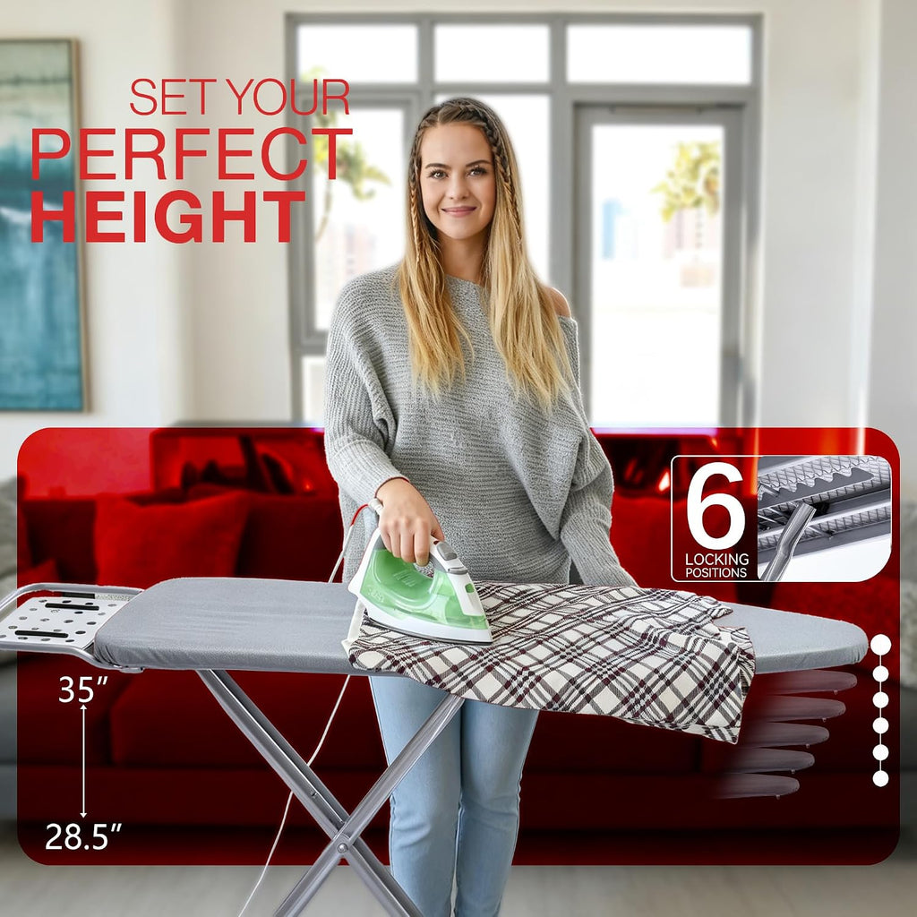 BKTD Full Size Ironing Board, Sturdy Frame, Heat Resistant Cover, Iron Rest