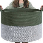INDRESSME XXXLarge Woven Rope Blanket Basket Living Room Brown, 90L