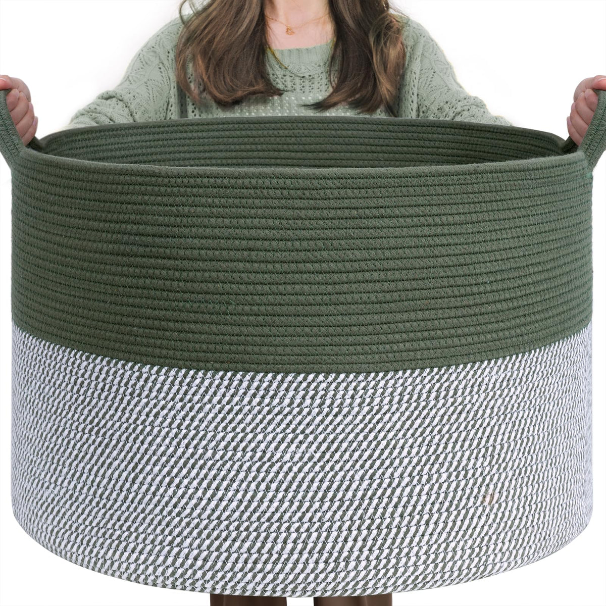 INDRESSME XXXLarge Woven Rope Blanket Basket Living Room Brown, 90L