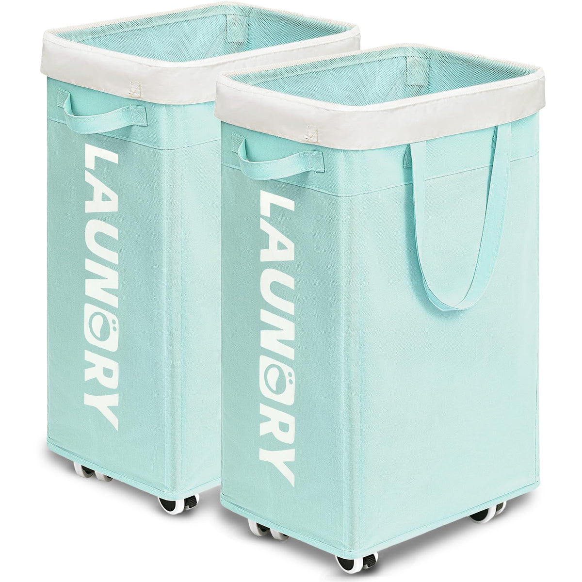 Goodpick 75L Laundry Basket with Wheels & Removable Wash Bag for Dorm