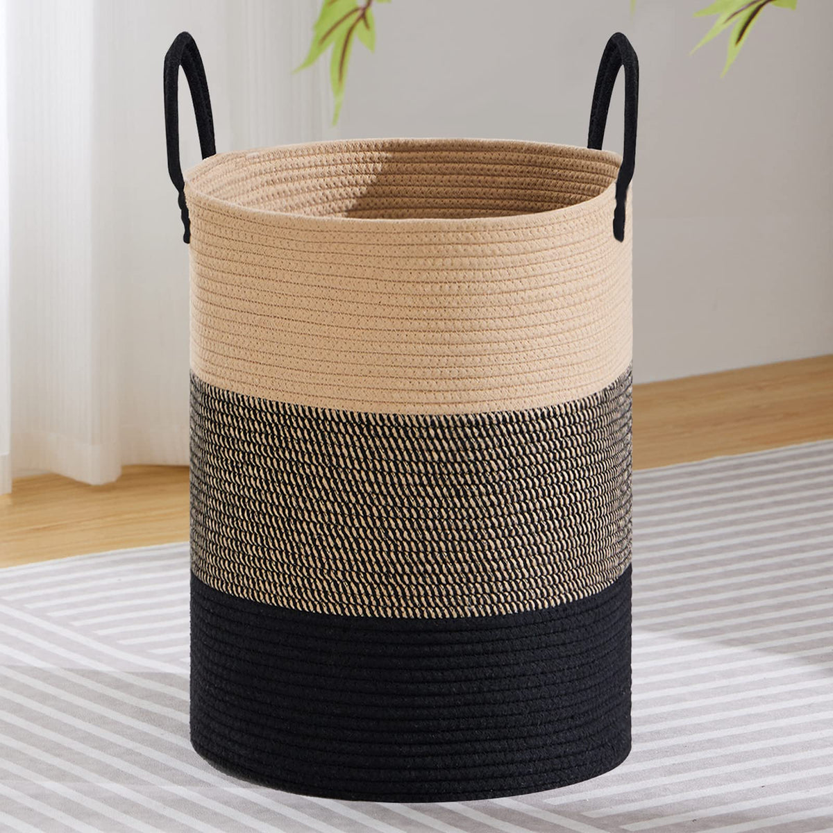 VIPOSCO 72L Tall Woven Laundry Basket Hamper, White