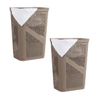 Mind Reader Slim Laundry Hamper with Lid, 60L Clothes Basket, Ventilated Plastic, Black