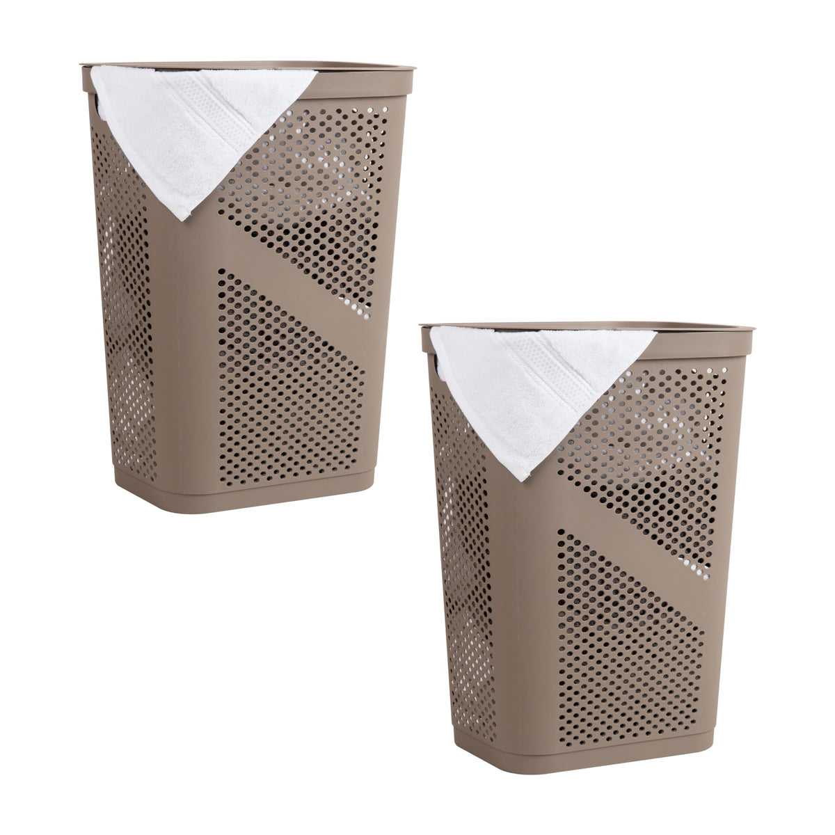 Mind Reader Slim Laundry Hamper with Lid, 60L Clothes Basket, Ventilated Plastic, Black