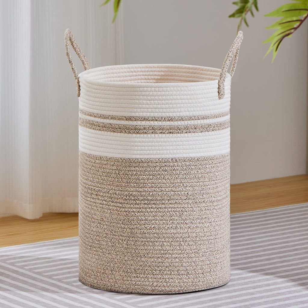 VIPOSCO 72L Tall Woven Laundry Basket Hamper, White