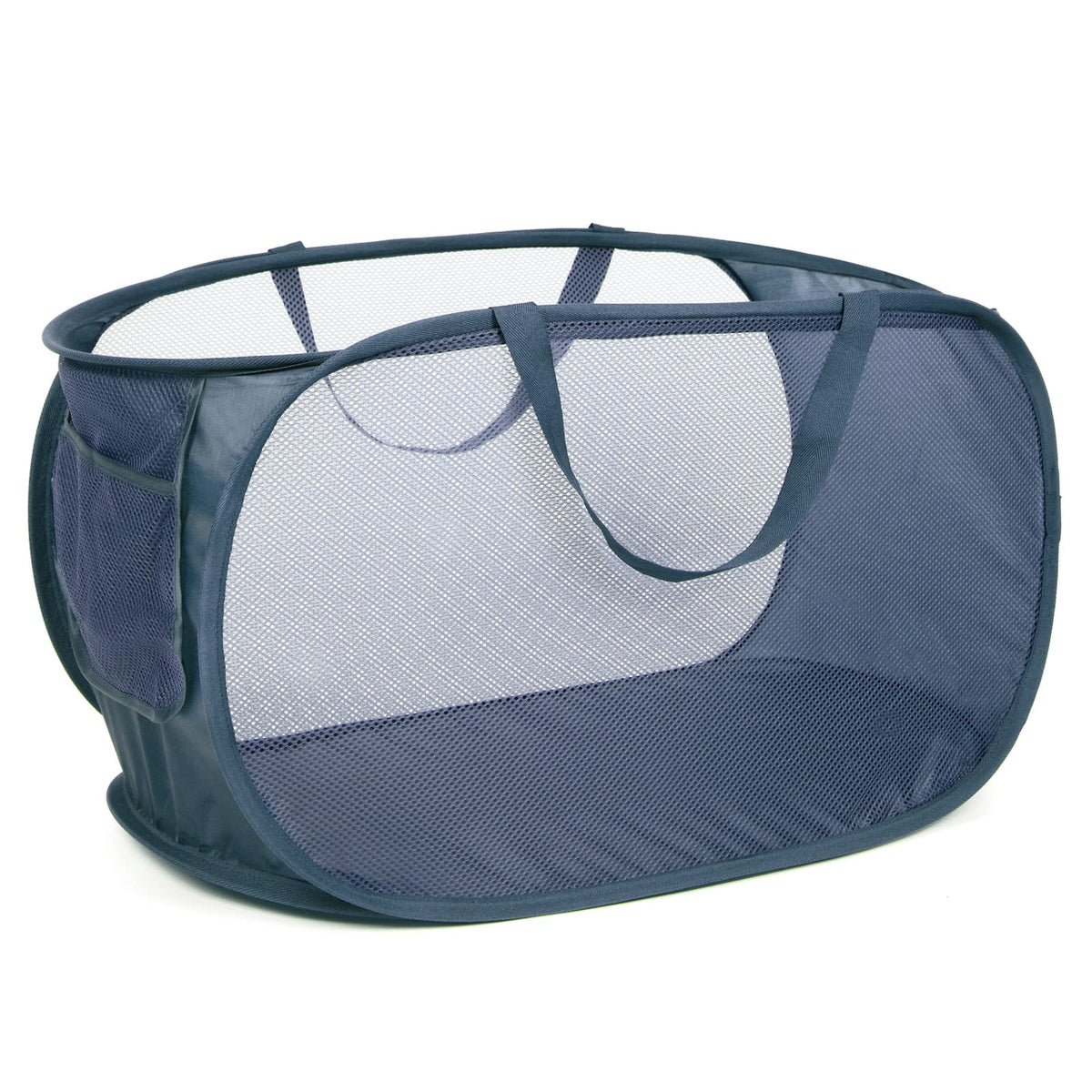4 Pack Durable Collapsible Laundry Baskets, Mesh Foldable Laundry Basket, Pop Up Laundry Hamper with Pocket, Clothes Hamper with Reinforced Handles for Laundry, Bathroom, Kids Room, Dorm or Travel