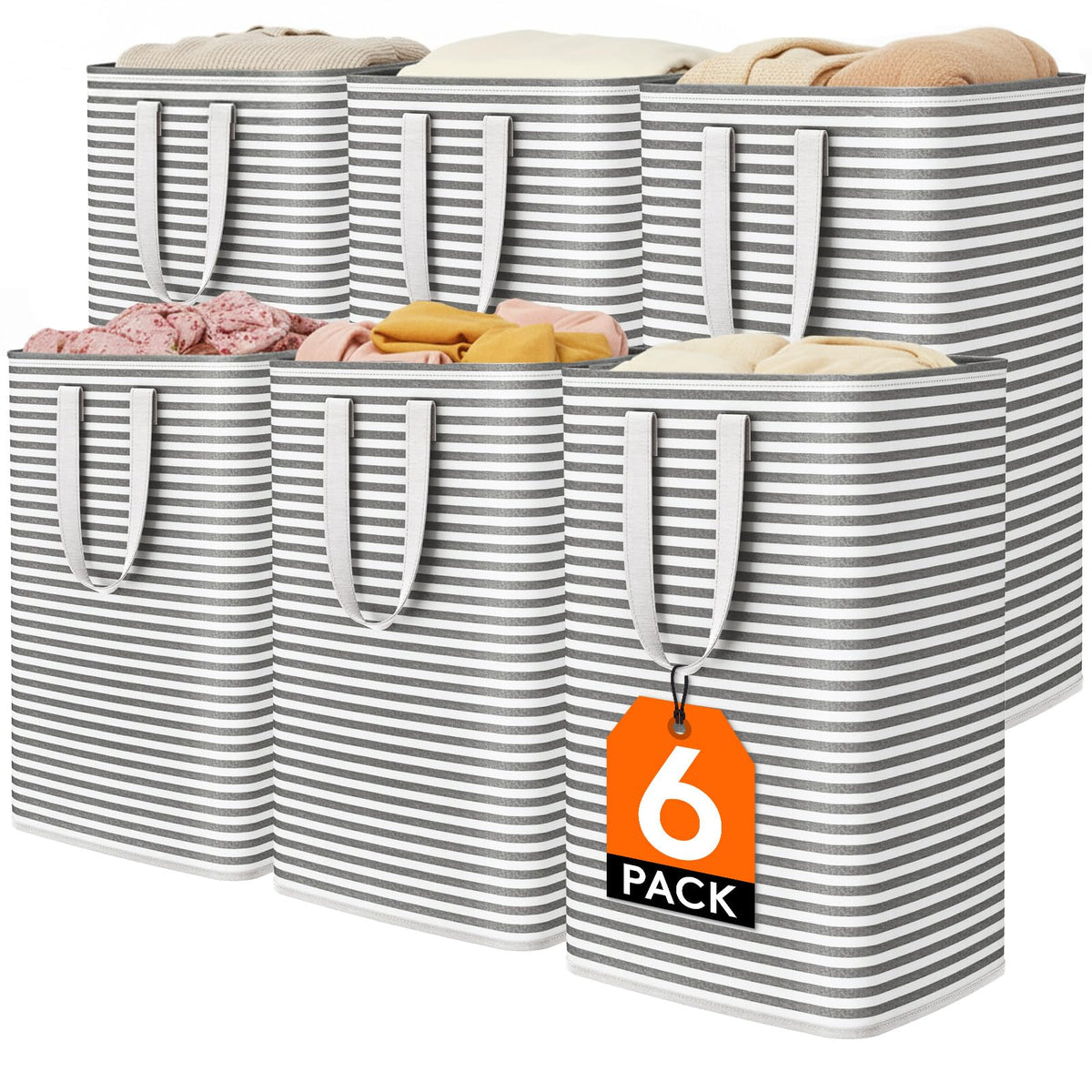Lifewit 80L Large Laundry Baskets, Laundry Hampers Bags, 2 Pack, Beige