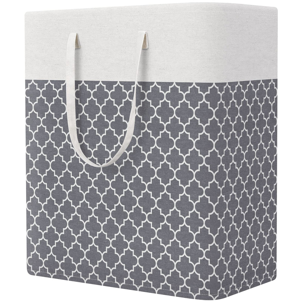 StorageRight Laundry Basket Hamper, 75L Collapsible Clothes Storage, Grey