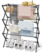 Sakugi Foldable 3-Tier Clothes Drying Rack 37.4" H with Non-Slip Feet