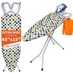 Ironing Board, 43"×13" with Iron Rest, 7 Adjustable Height & Clothes Shelf