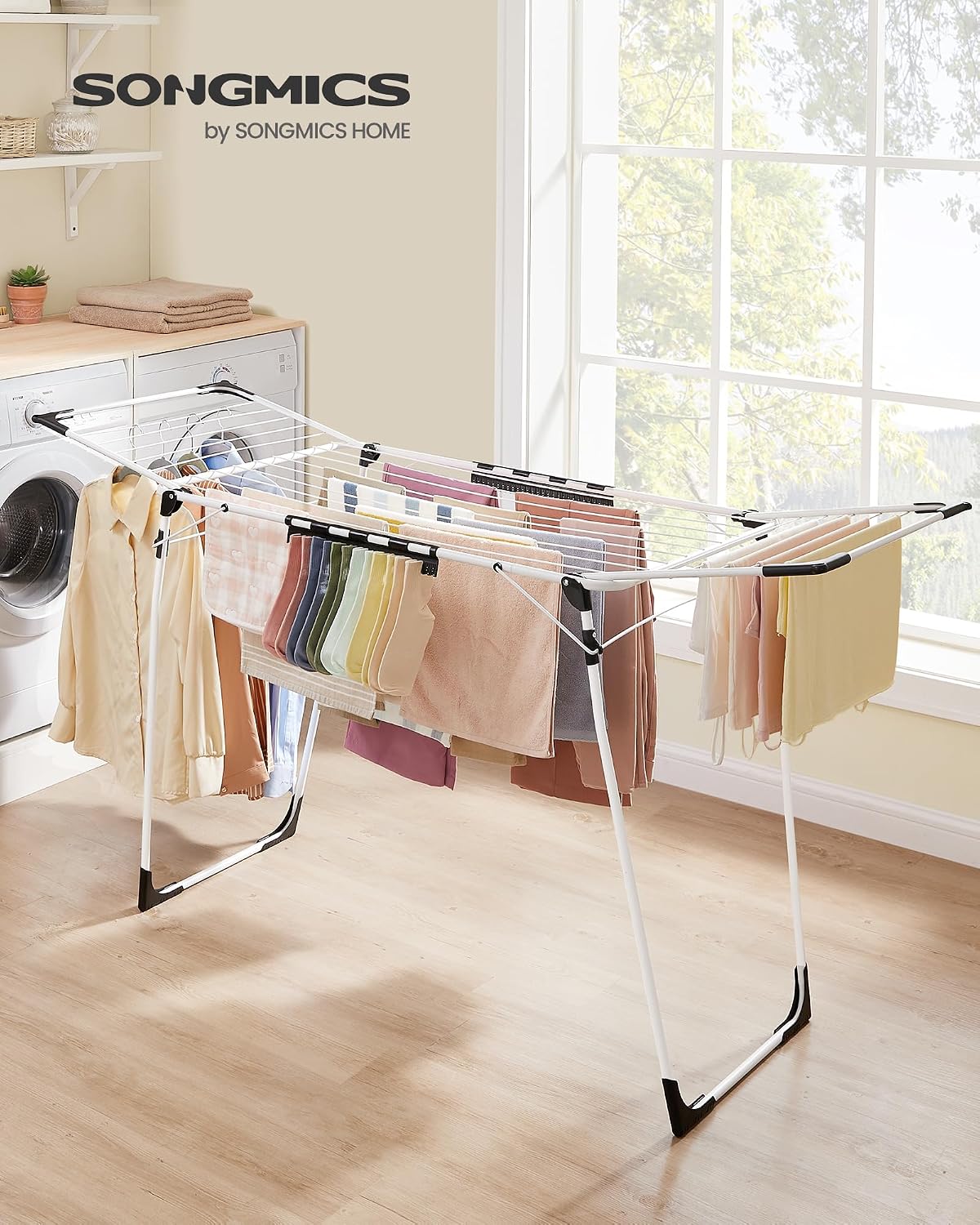 SONGMICS Clothes Drying Rack, Foldable, Heavy Duty, Space Saving