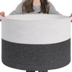INDRESSME XXXLarge Woven Rope Blanket Basket Living Room Brown, 90L