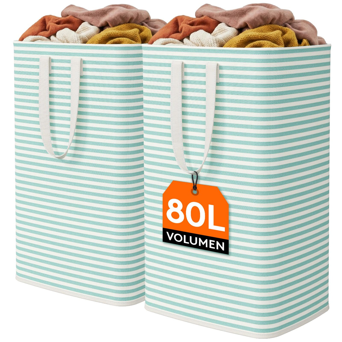 Lifewit 80L Large Laundry Baskets, Laundry Hampers Bags, 2 Pack, Beige