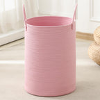 Laundry Basket Hamper Tall Rope Storage Woven for Blanket Toys Dirty Clothes in Living Room Bathroom Bedroom White & Brown 60L/15.8Gal